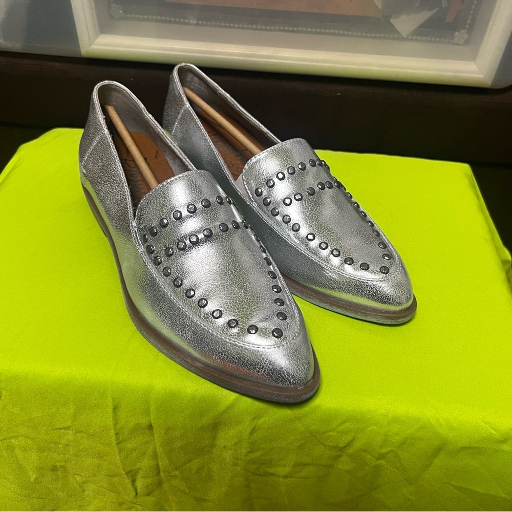 Elegant Silver Studded Women's Loafers